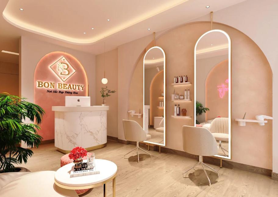 Bon Beauty Spa có không gian đẹp với tông hồng dễ chịu